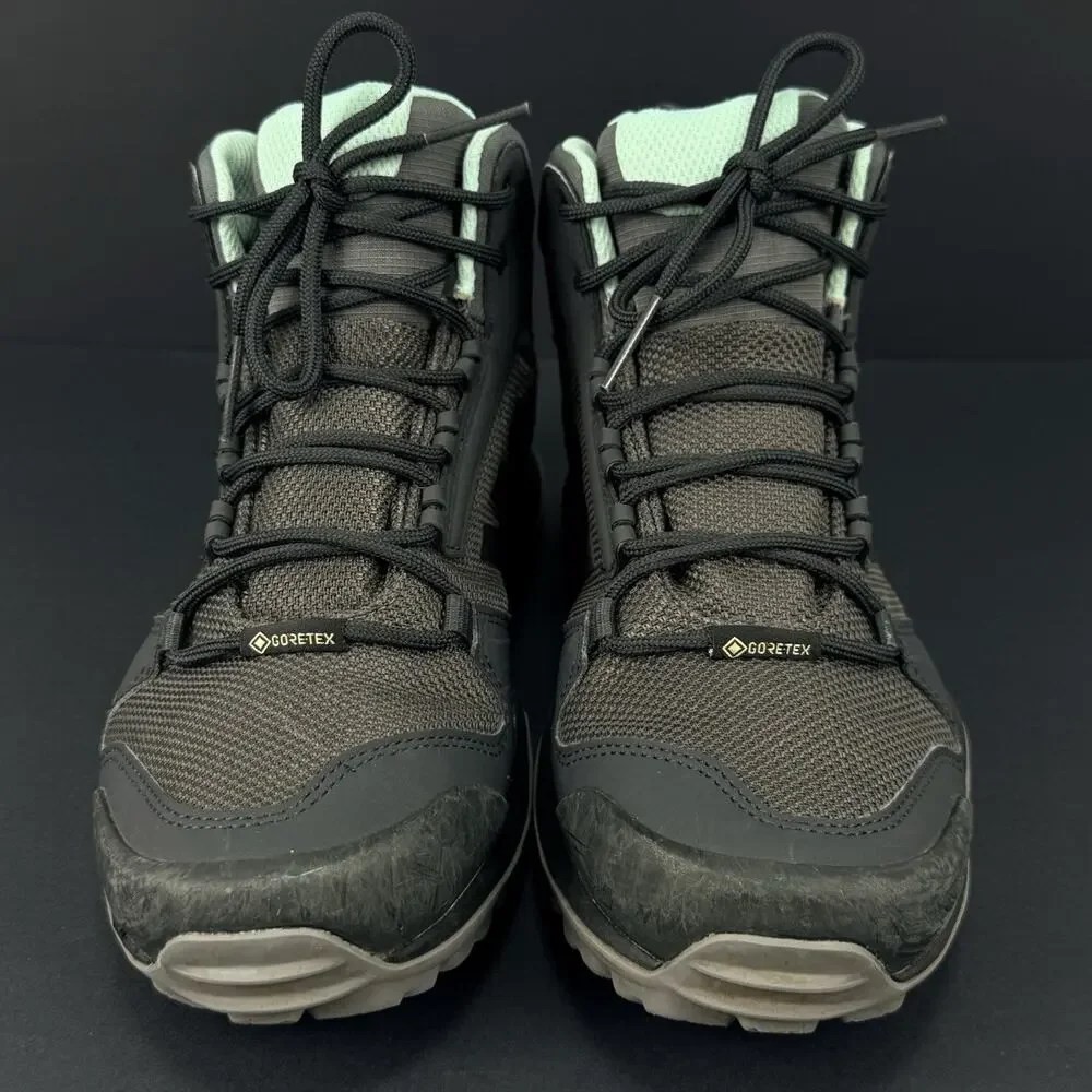 Adidas Terrex AX3 Mid GTX Women’s 8.5 Gray Mint Hiking Trail Boots Gore-Tex
